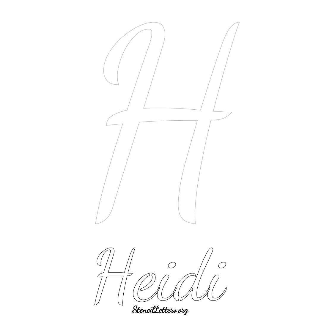 Heidi printable name initial stencil in Cursive Script Lettering
