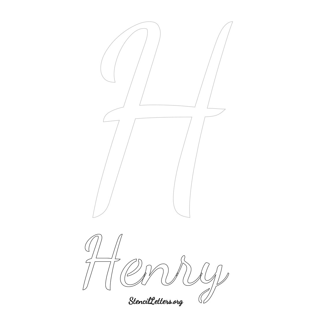 Henry printable name initial stencil in Cursive Script Lettering