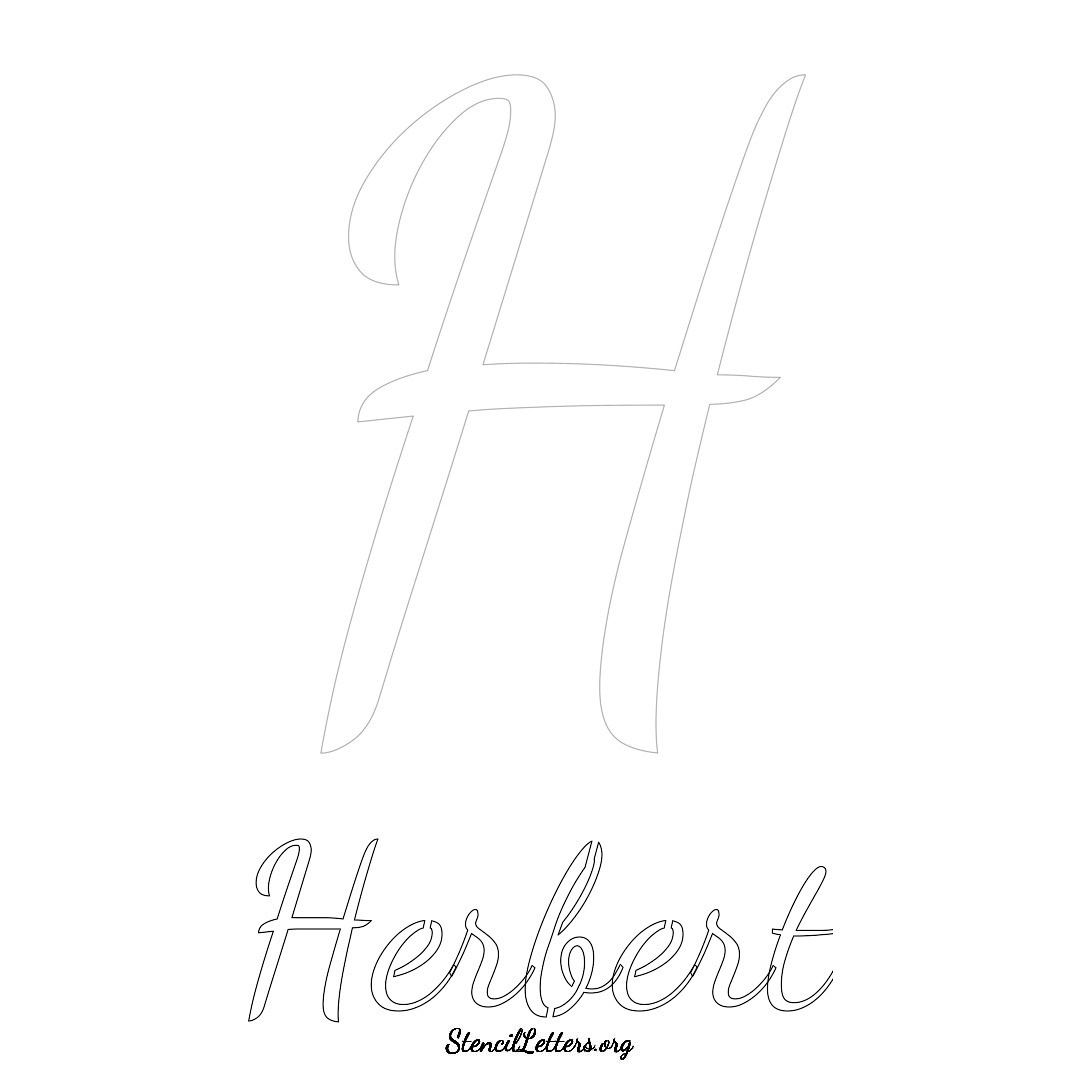 Herbert printable name initial stencil in Cursive Script Lettering