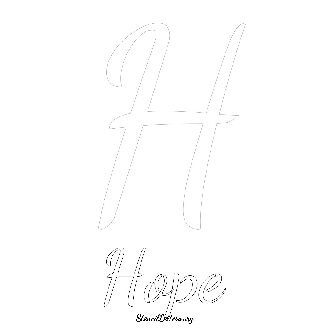 Hope printable name initial stencil in Cursive Script Lettering