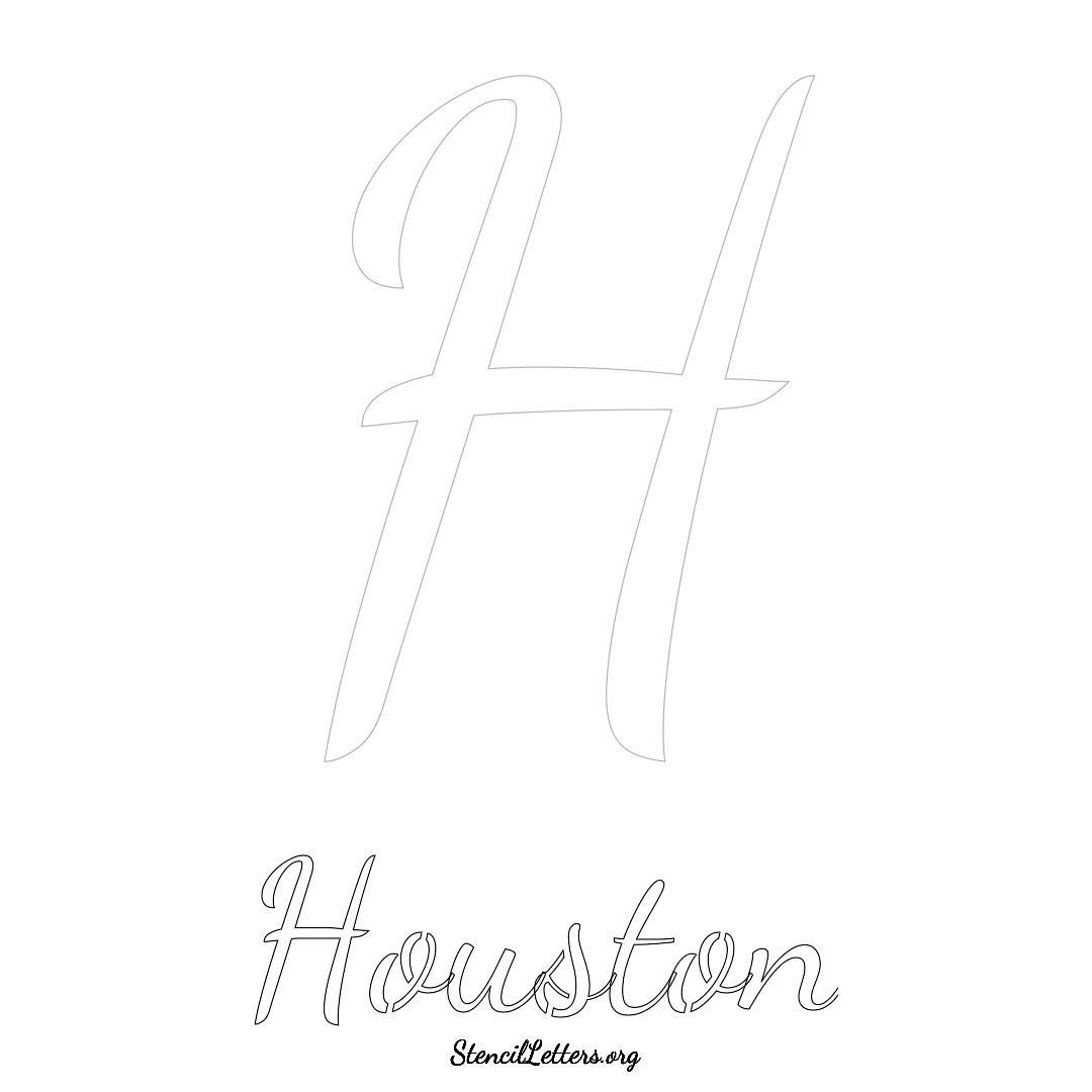 Houston printable name initial stencil in Cursive Script Lettering