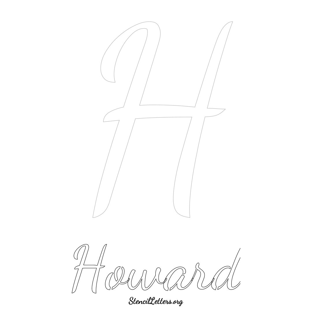 Howard printable name initial stencil in Cursive Script Lettering