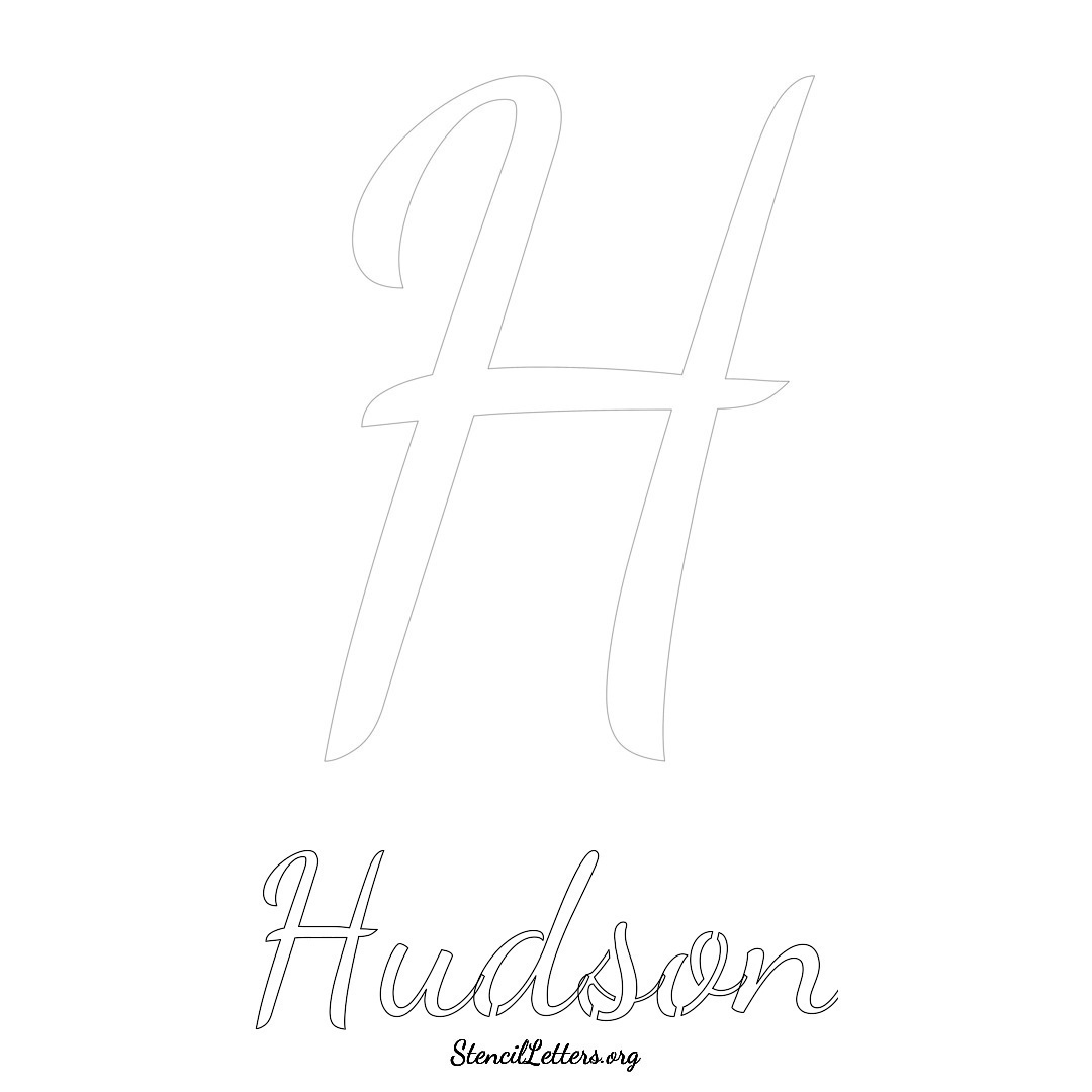Hudson printable name initial stencil in Cursive Script Lettering
