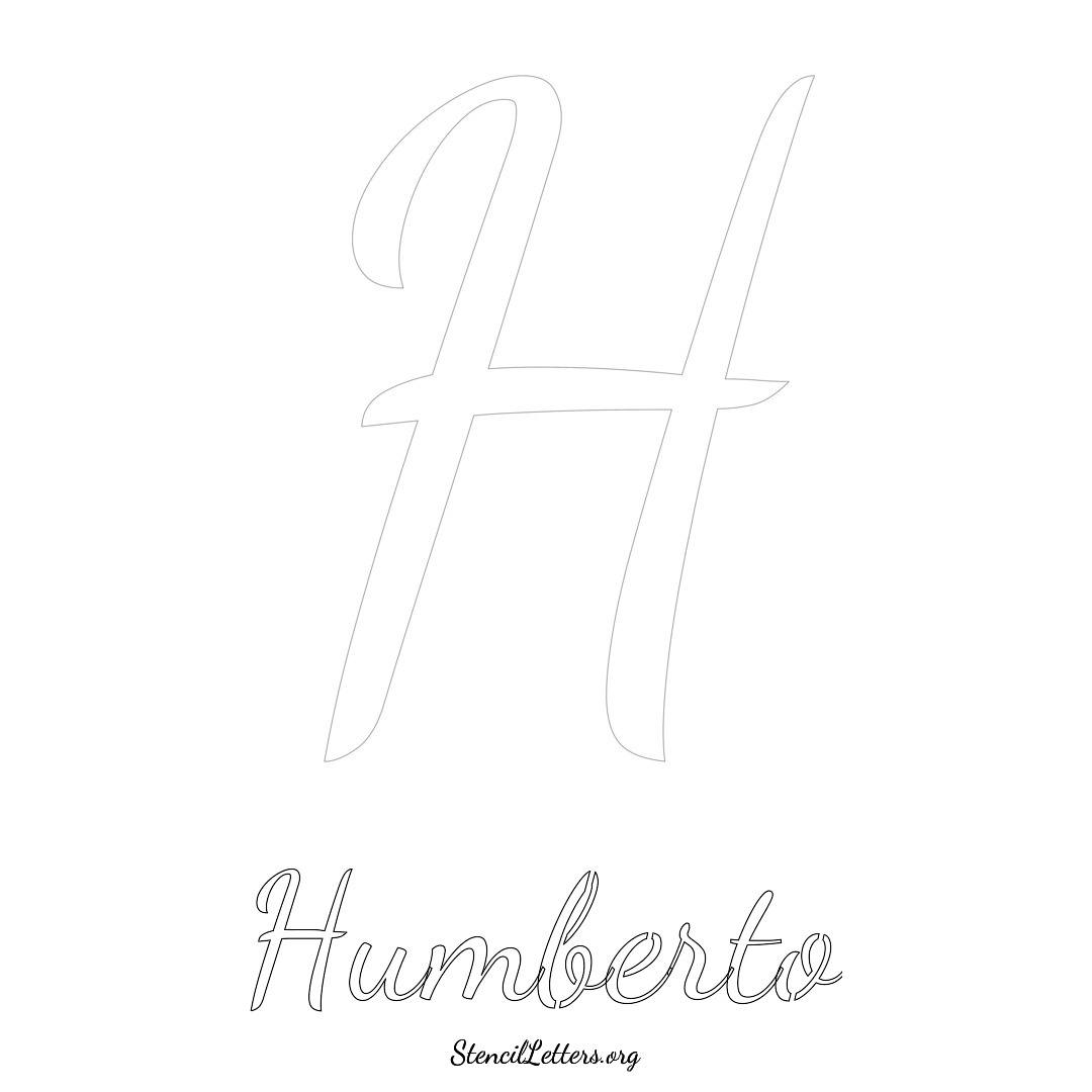 Humberto printable name initial stencil in Cursive Script Lettering