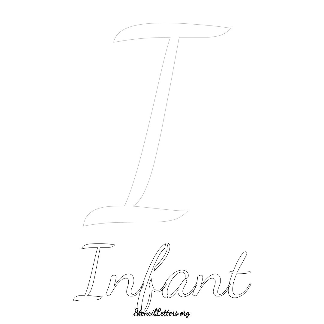 Infant printable name initial stencil in Cursive Script Lettering