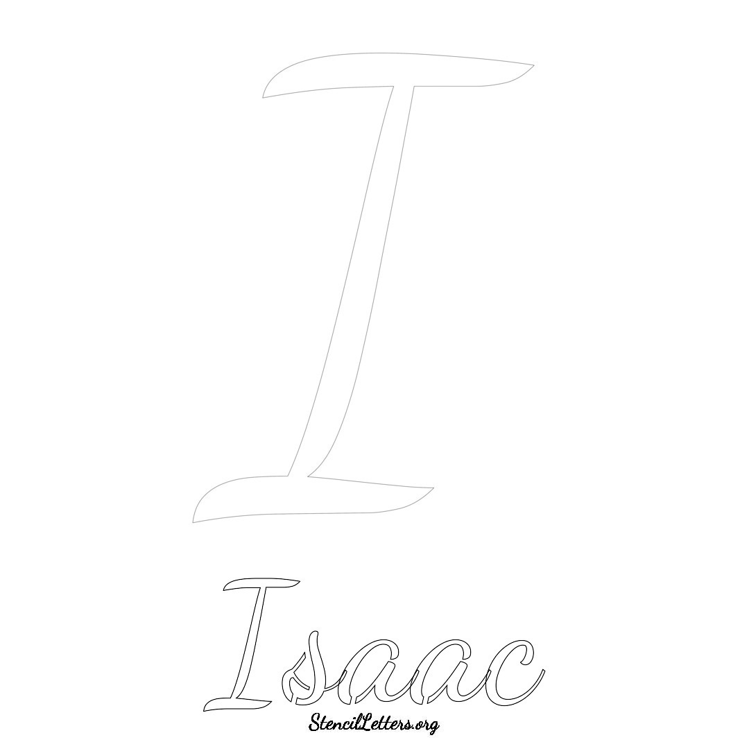 Isaac printable name initial stencil in Cursive Script Lettering