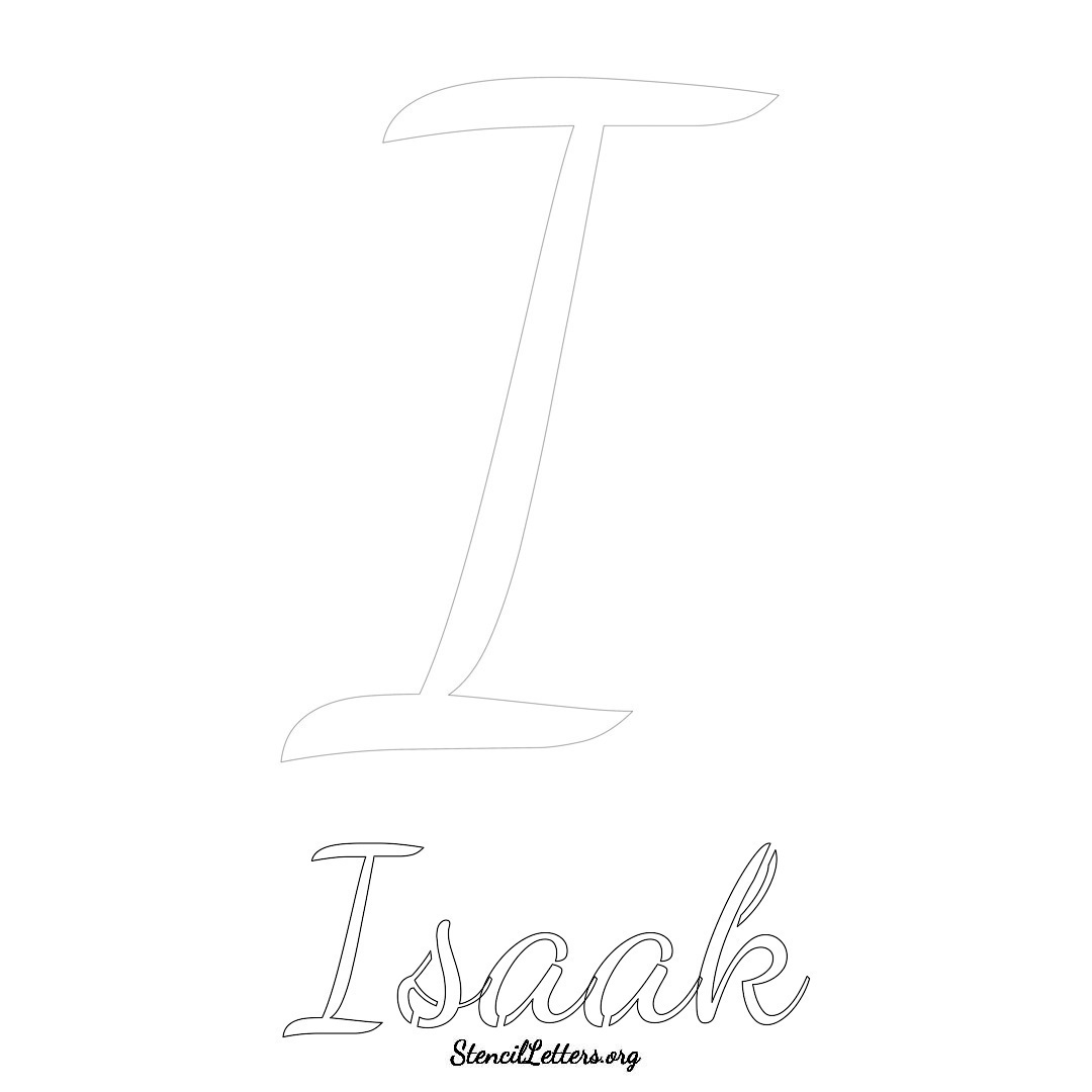 Isaak printable name initial stencil in Cursive Script Lettering