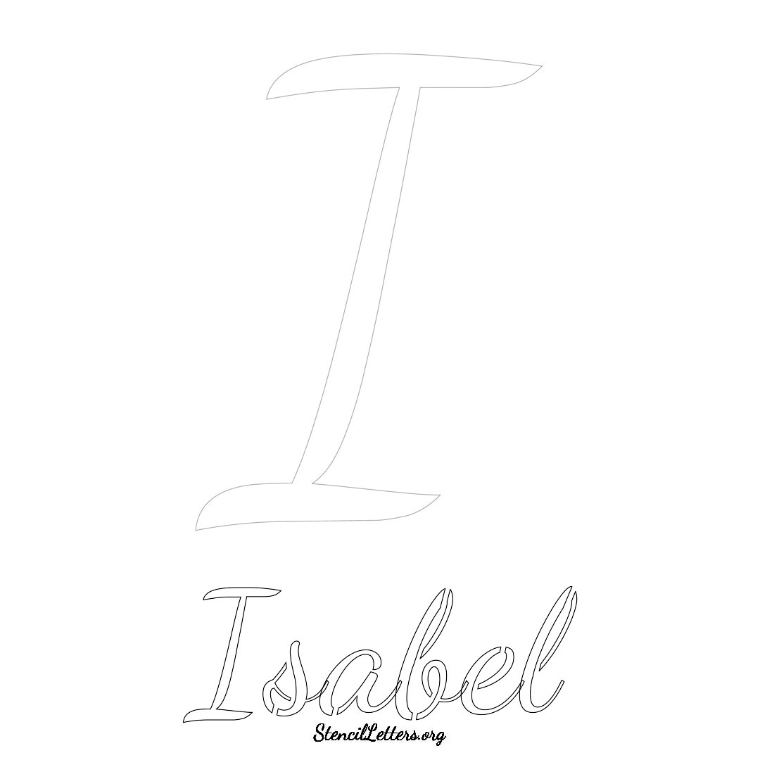Isabel printable name initial stencil in Cursive Script Lettering