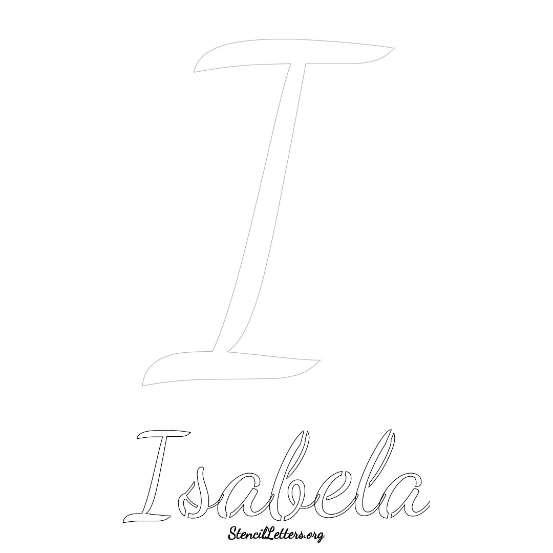 Isabela printable name initial stencil in Cursive Script Lettering