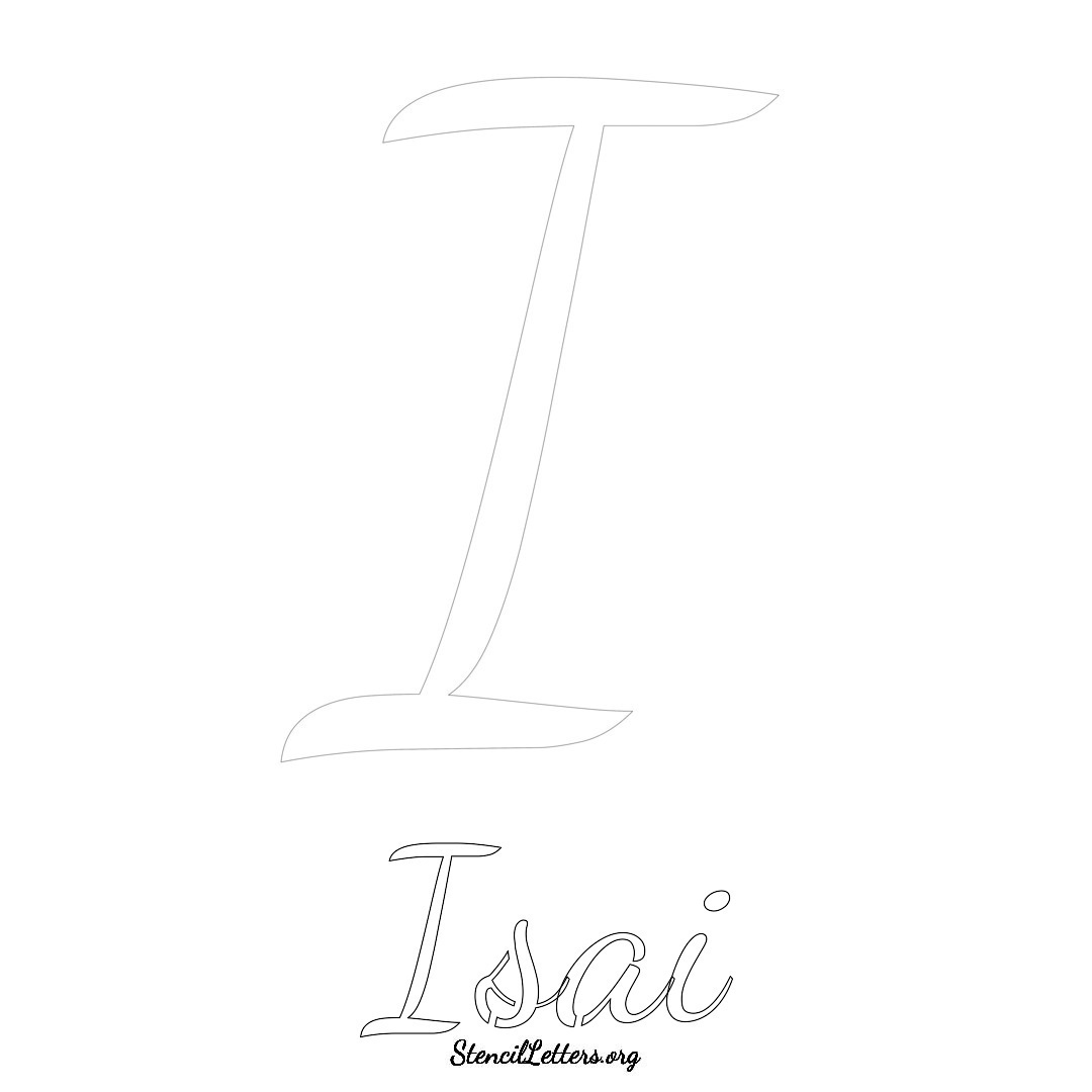 Isai printable name initial stencil in Cursive Script Lettering