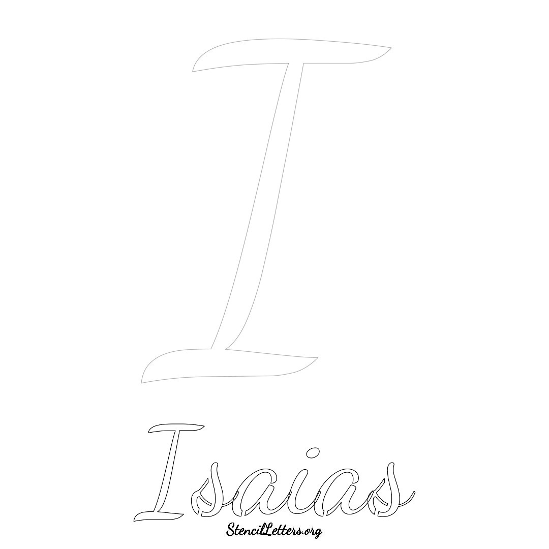 Isaias printable name initial stencil in Cursive Script Lettering