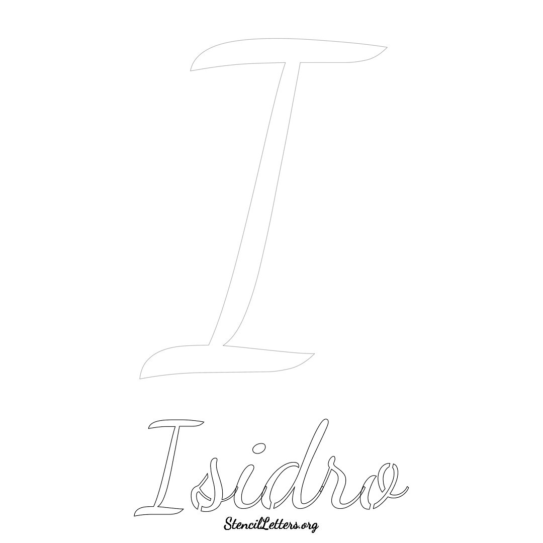 Isidro printable name initial stencil in Cursive Script Lettering