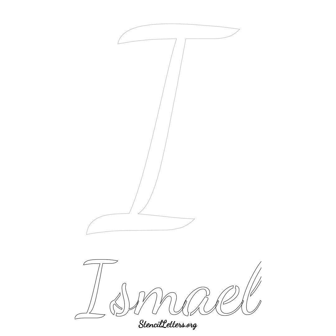 Ismael printable name initial stencil in Cursive Script Lettering