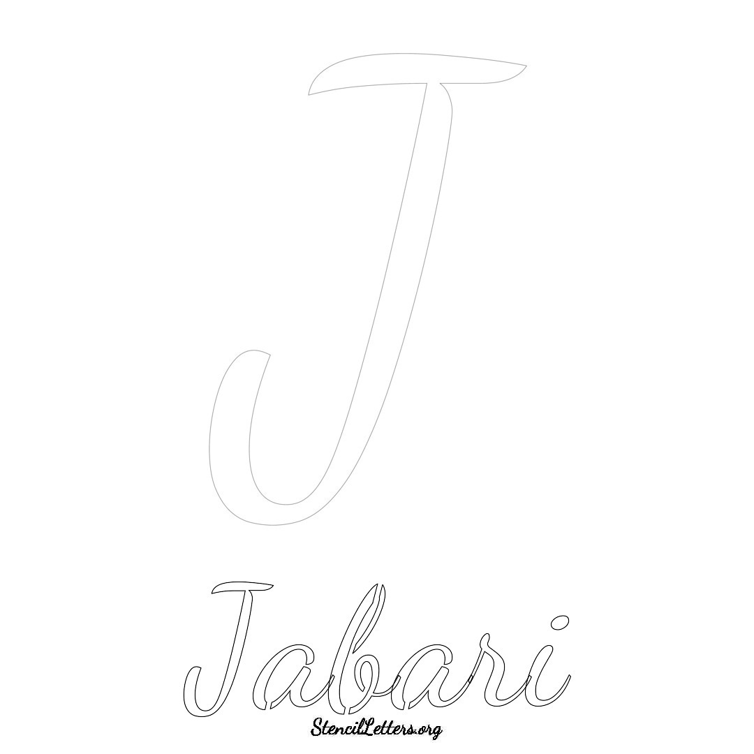 Jabari printable name initial stencil in Cursive Script Lettering