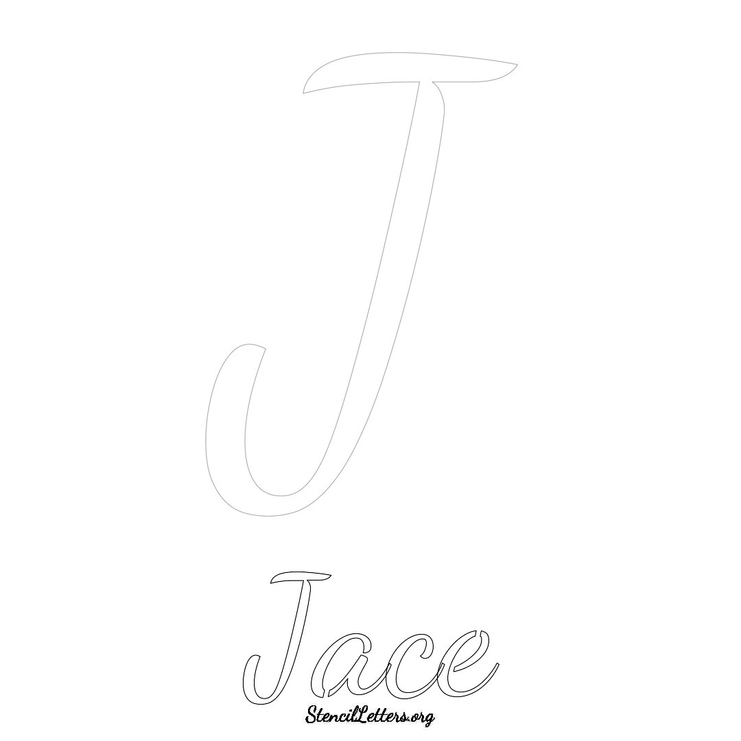 Jace printable name initial stencil in Cursive Script Lettering