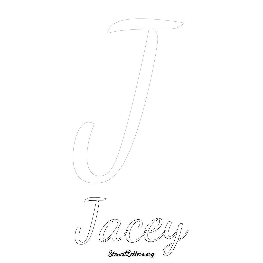 Jacey printable name initial stencil in Cursive Script Lettering