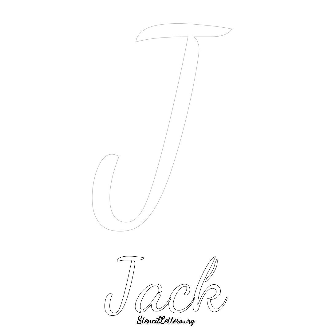 Jack printable name initial stencil in Cursive Script Lettering