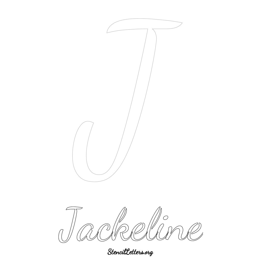 Jackeline printable name initial stencil in Cursive Script Lettering