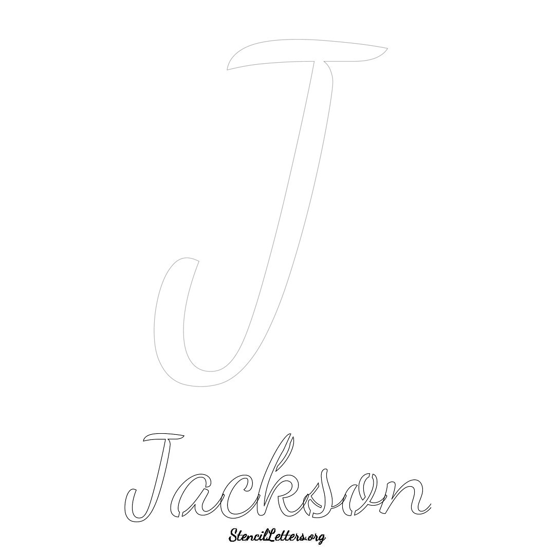 Jackson printable name initial stencil in Cursive Script Lettering