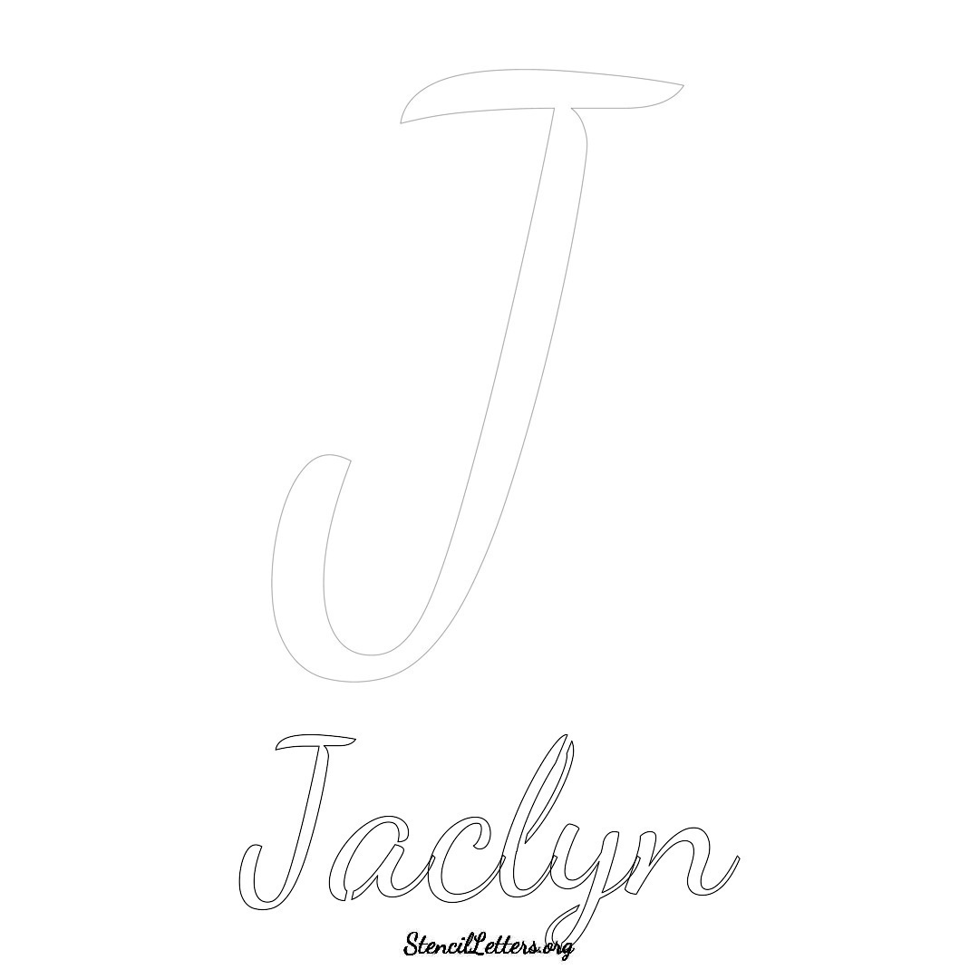 Jaclyn printable name initial stencil in Cursive Script Lettering