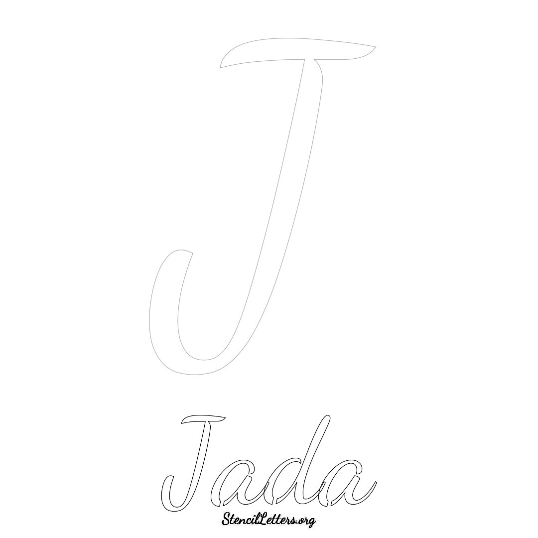 Jada printable name initial stencil in Cursive Script Lettering