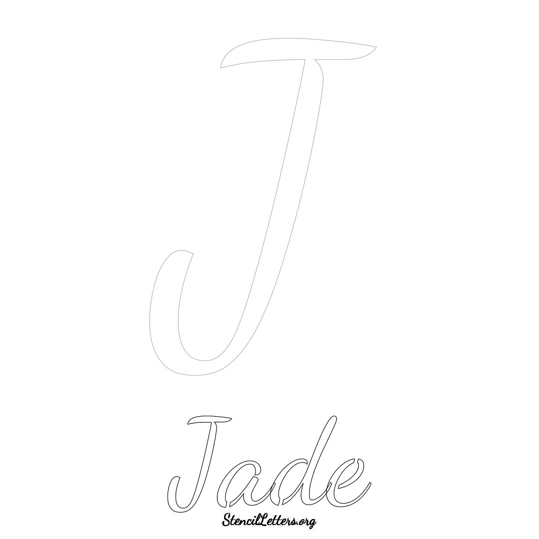 Jade printable name initial stencil in Cursive Script Lettering
