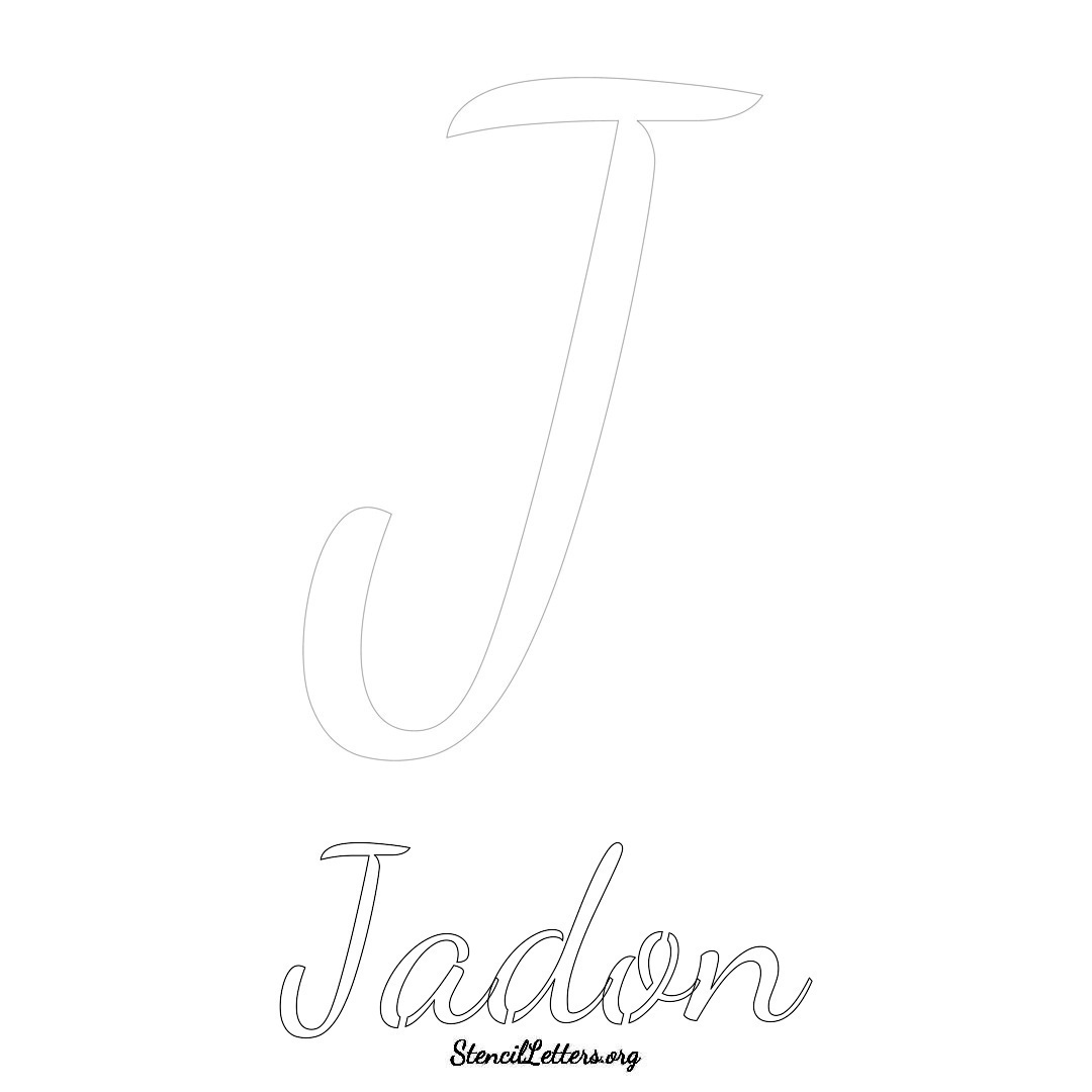 Jadon printable name initial stencil in Cursive Script Lettering