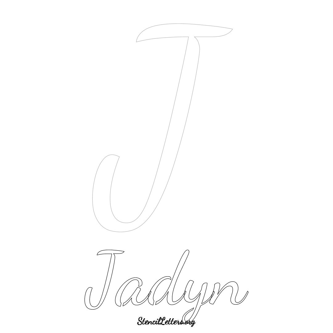 Jadyn printable name initial stencil in Cursive Script Lettering