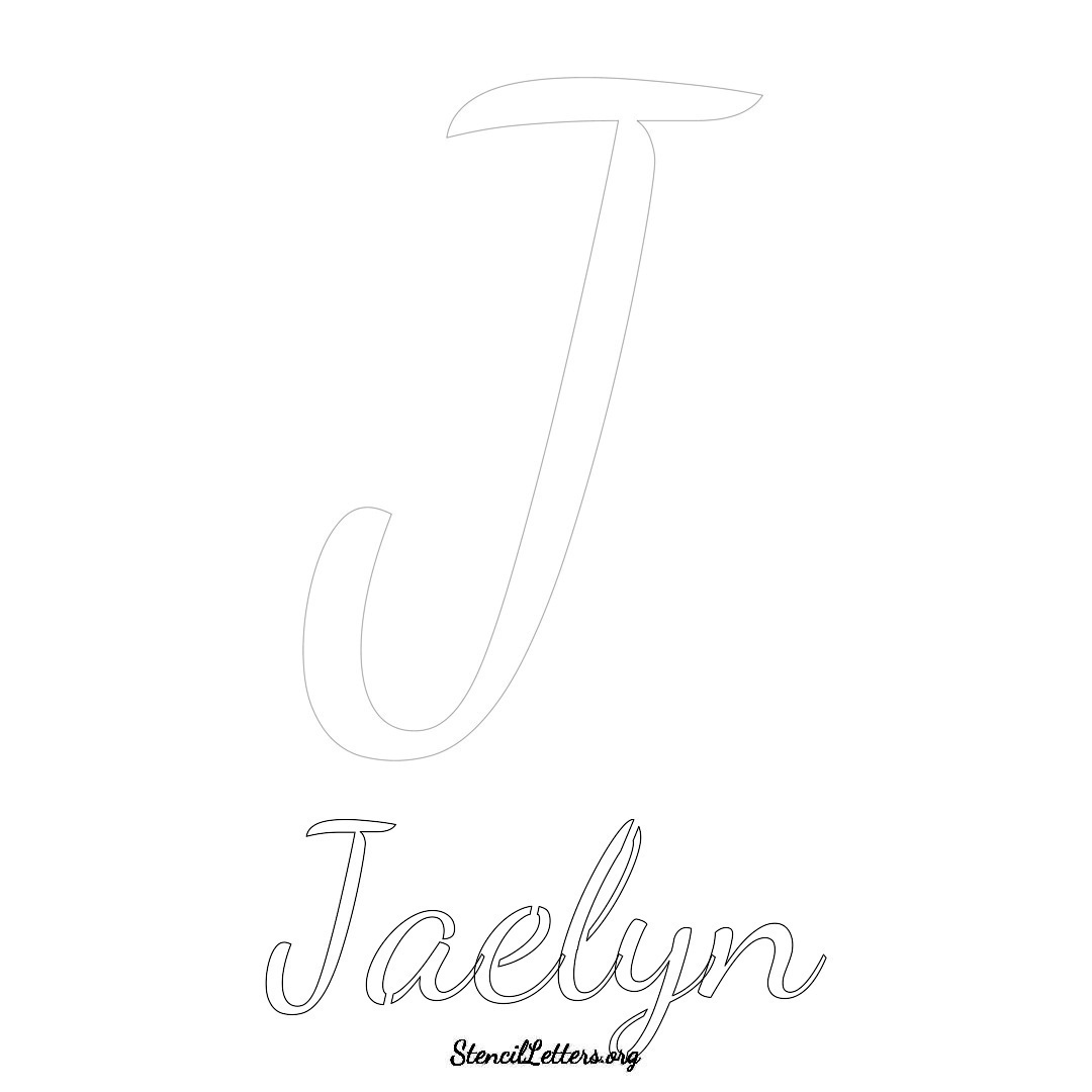 Jaelyn printable name initial stencil in Cursive Script Lettering