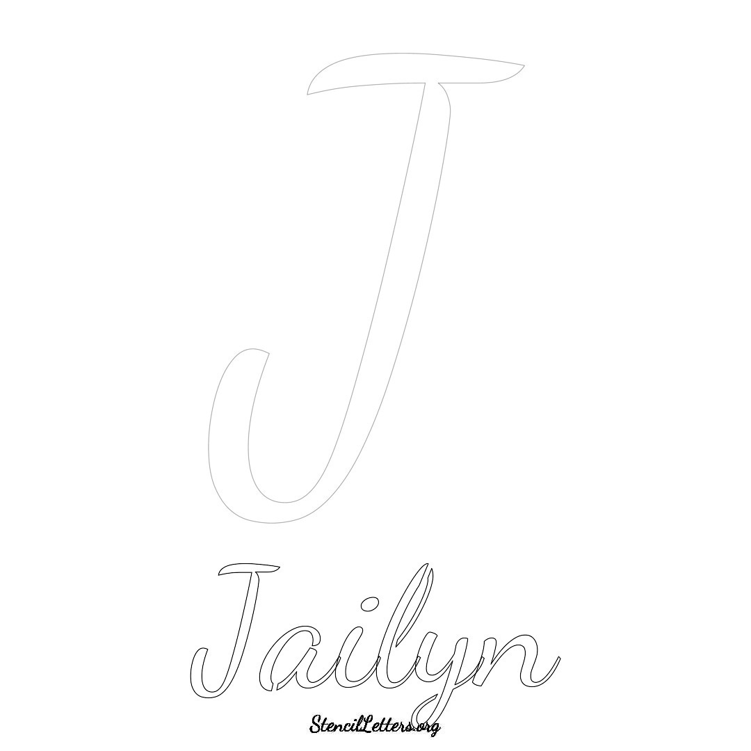 Jailyn printable name initial stencil in Cursive Script Lettering