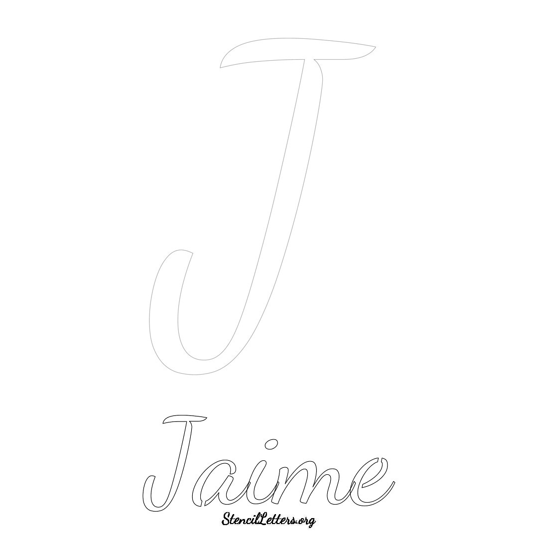 Jaime printable name initial stencil in Cursive Script Lettering