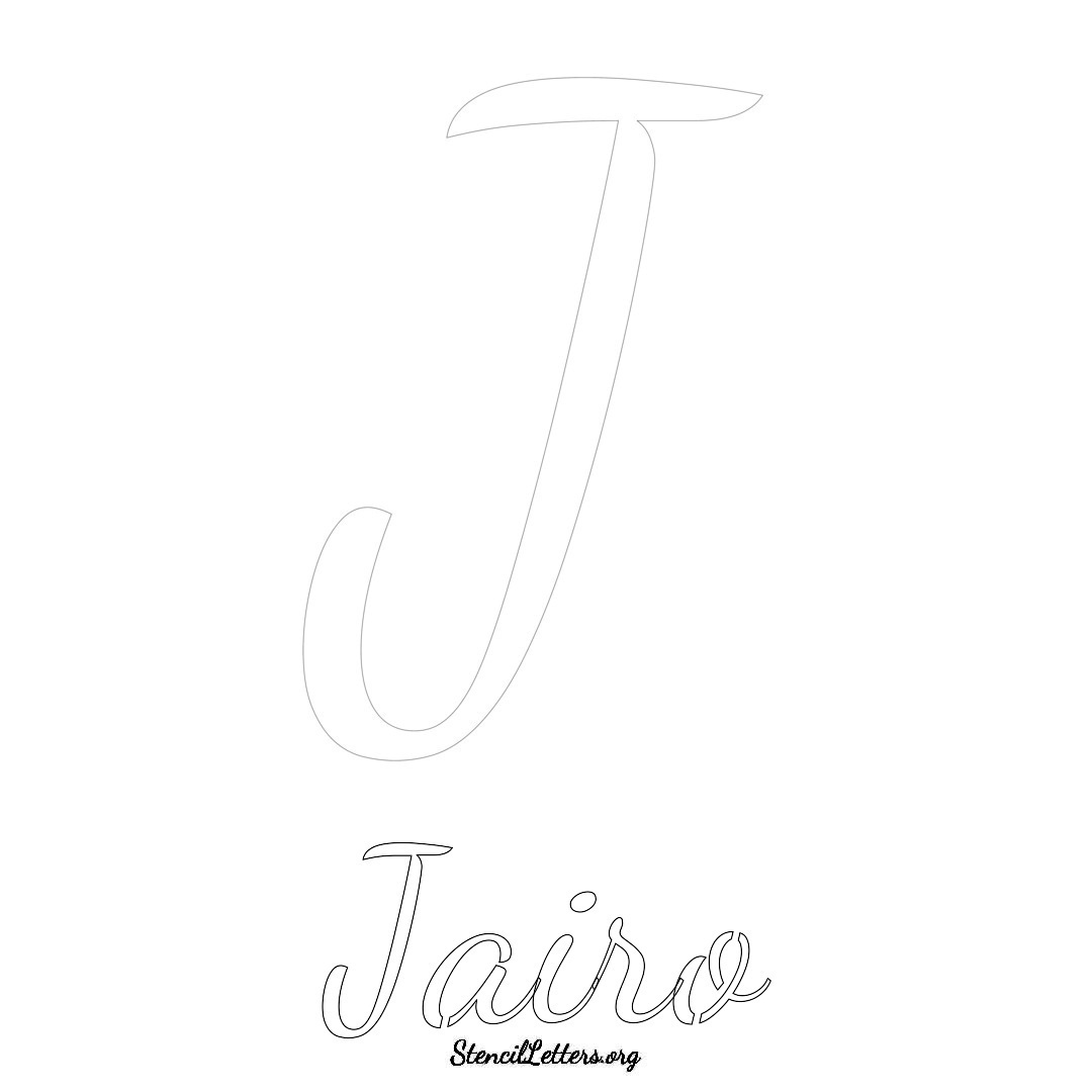 Jairo printable name initial stencil in Cursive Script Lettering