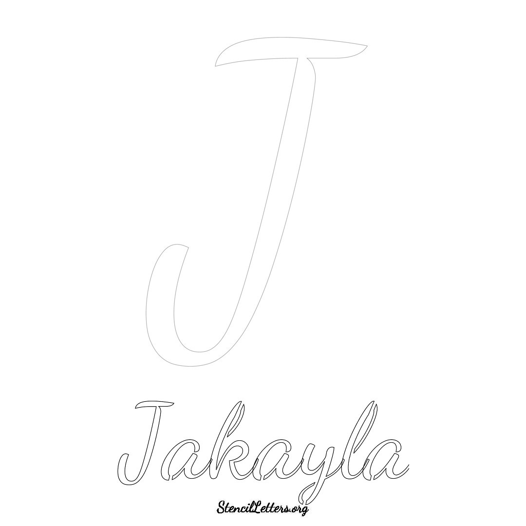 Jakayla printable name initial stencil in Cursive Script Lettering