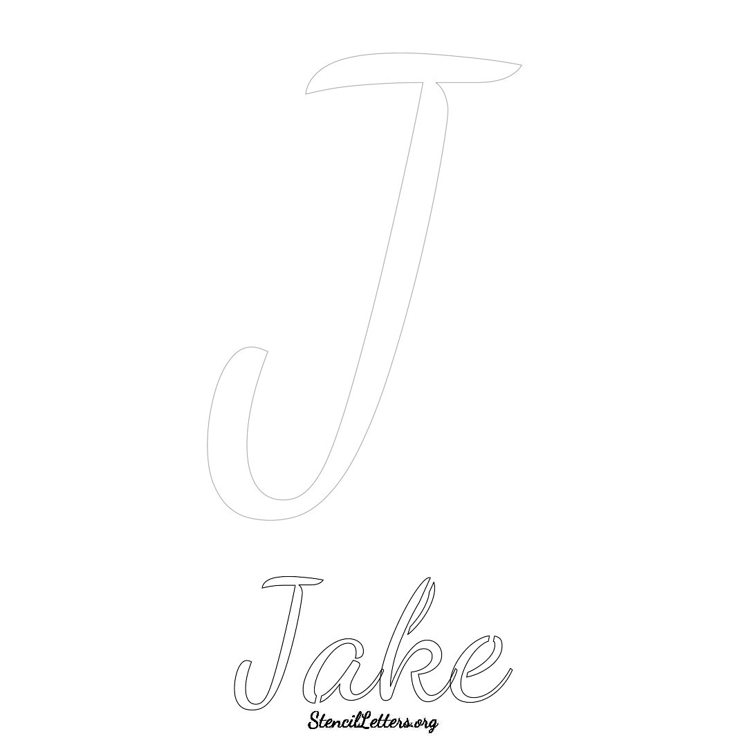 Jake printable name initial stencil in Cursive Script Lettering