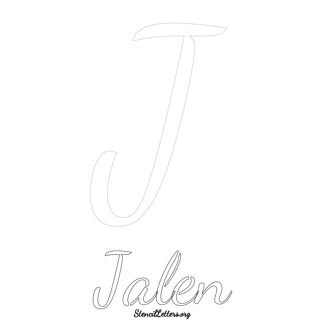 Jalen printable name initial stencil in Cursive Script Lettering