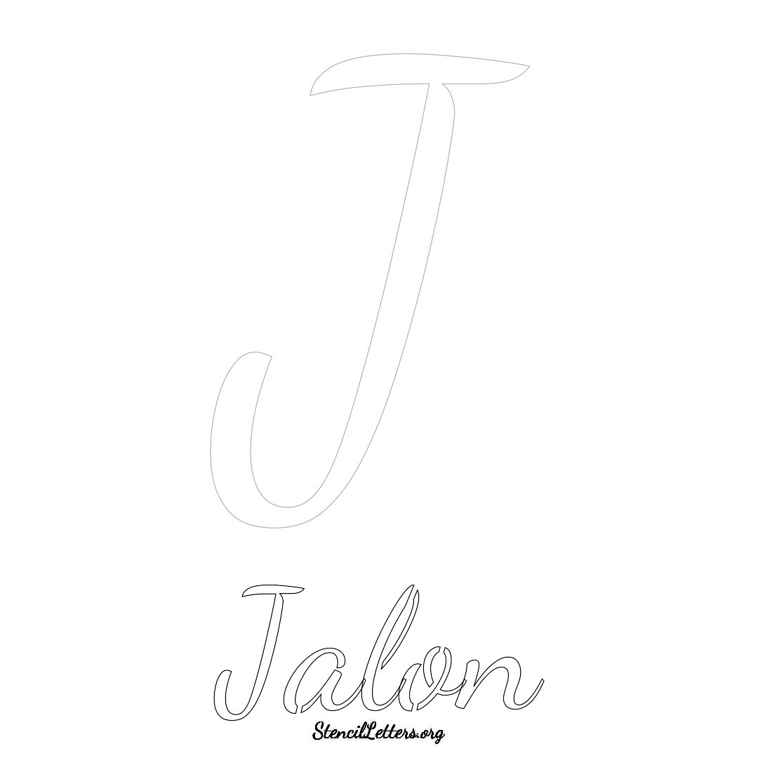 Jalon printable name initial stencil in Cursive Script Lettering