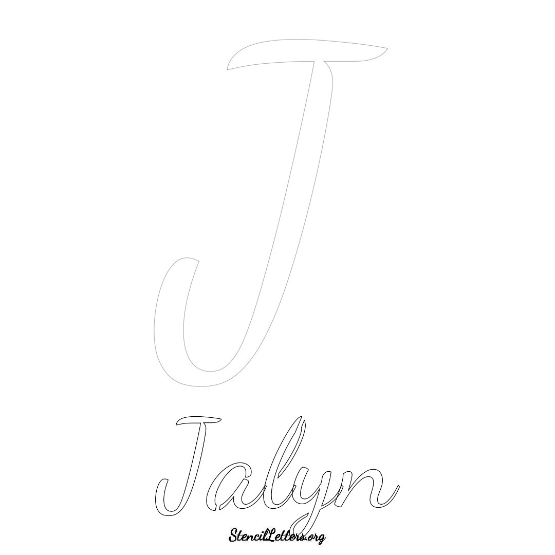 Jalyn printable name initial stencil in Cursive Script Lettering