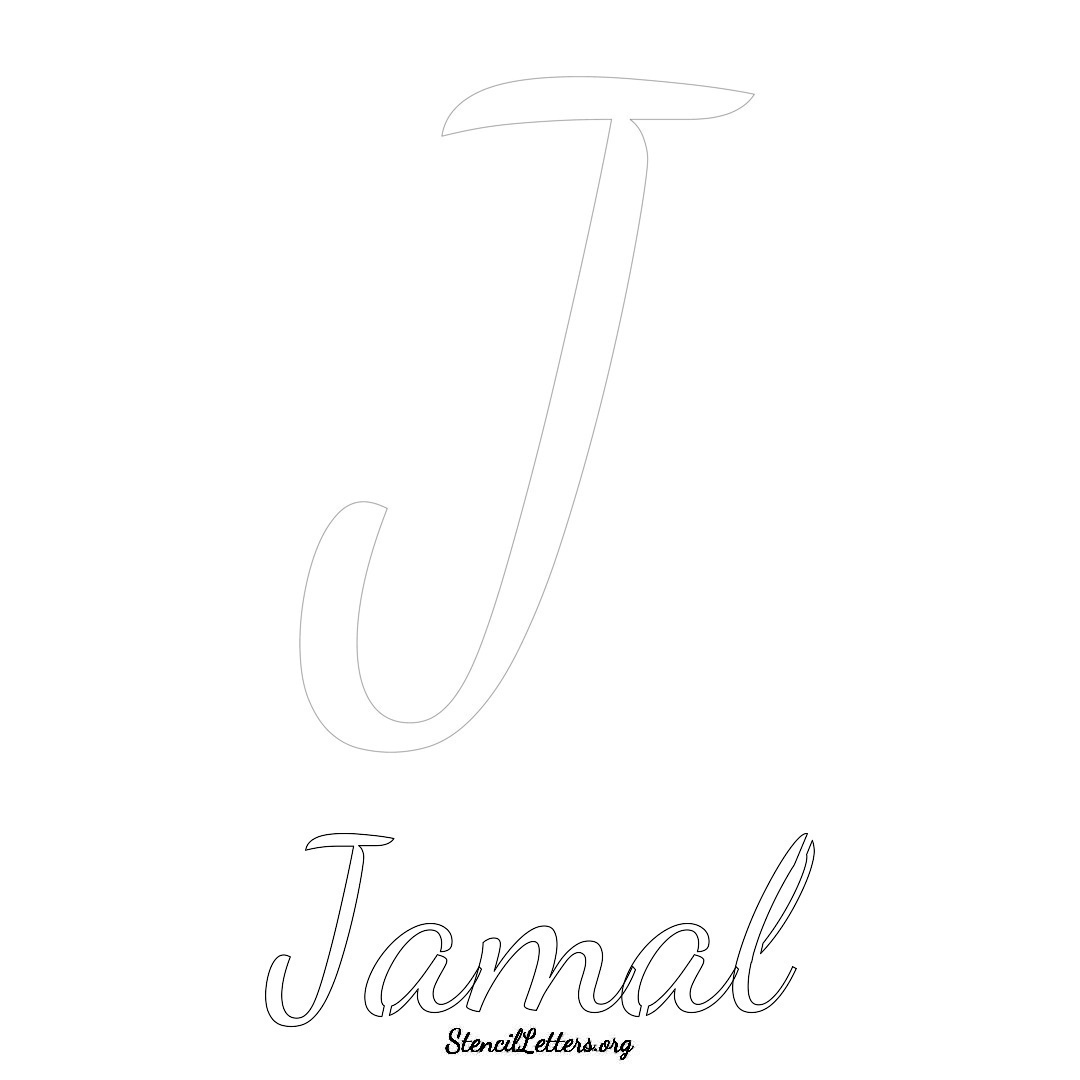 Jamal printable name initial stencil in Cursive Script Lettering