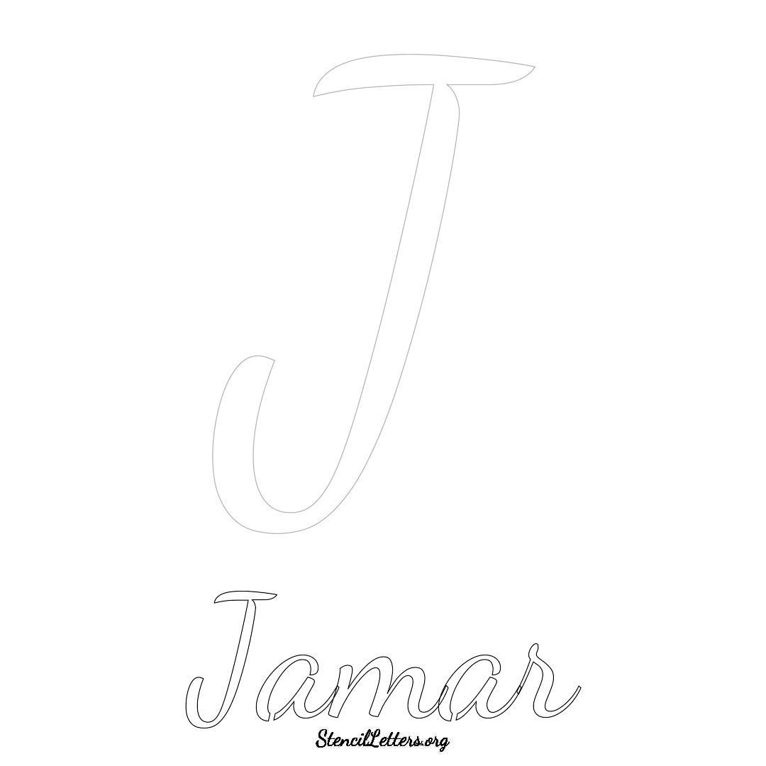 Jamar printable name initial stencil in Cursive Script Lettering