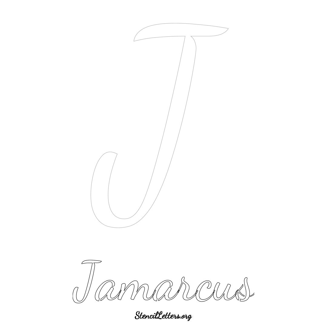 Jamarcus printable name initial stencil in Cursive Script Lettering