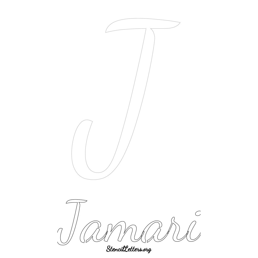 Jamari printable name initial stencil in Cursive Script Lettering