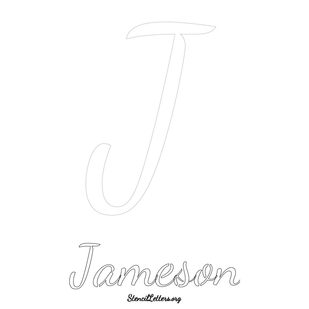Jameson printable name initial stencil in Cursive Script Lettering