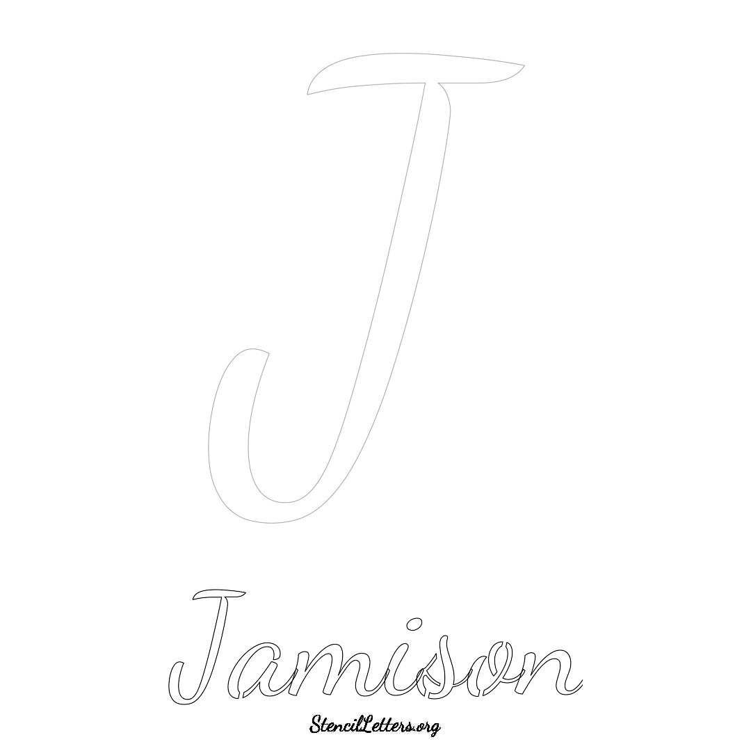 Jamison printable name initial stencil in Cursive Script Lettering