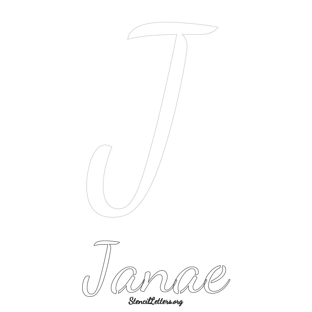 Janae printable name initial stencil in Cursive Script Lettering