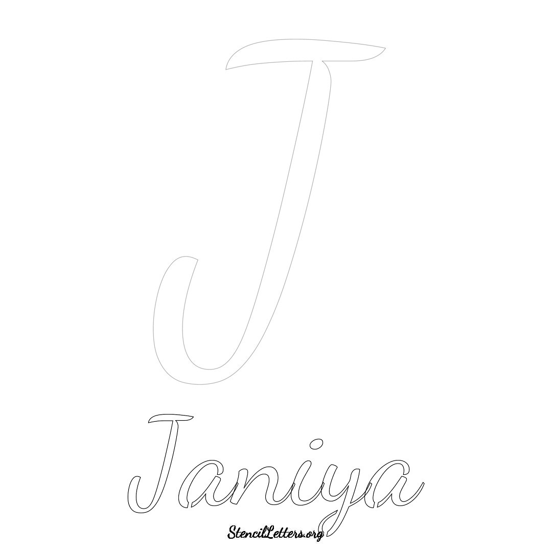 Janiya printable name initial stencil in Cursive Script Lettering