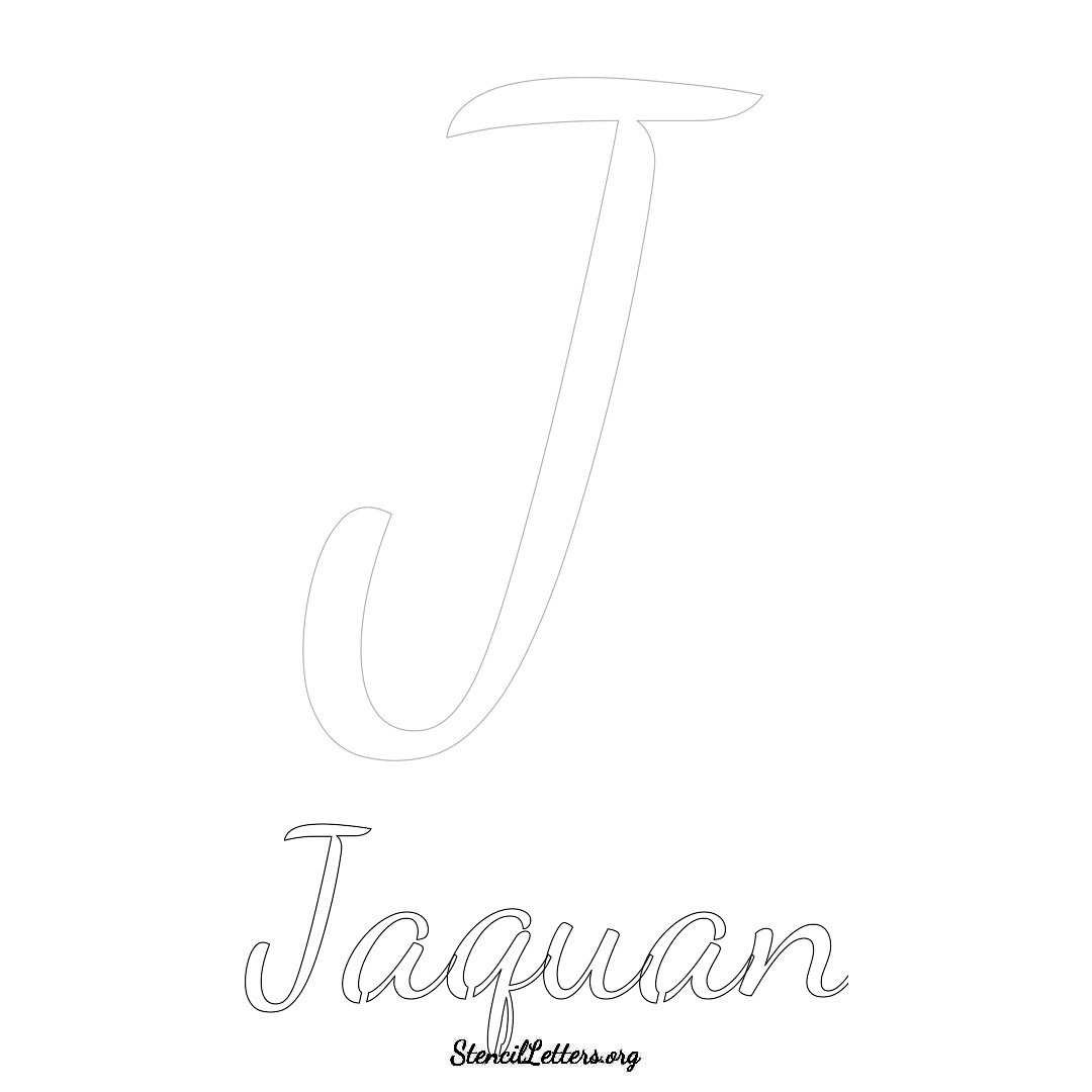 Jaquan printable name initial stencil in Cursive Script Lettering