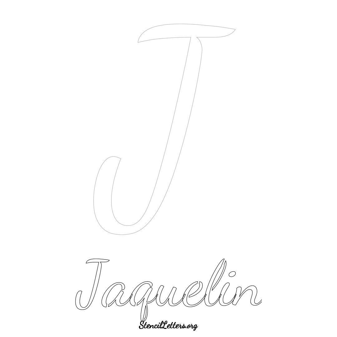 Jaquelin printable name initial stencil in Cursive Script Lettering