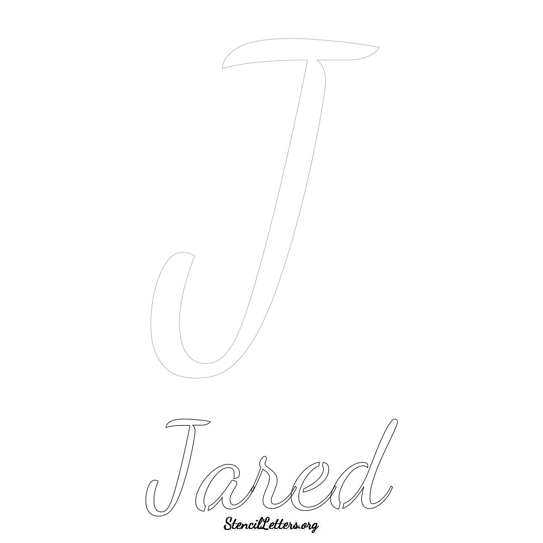 Jared printable name initial stencil in Cursive Script Lettering