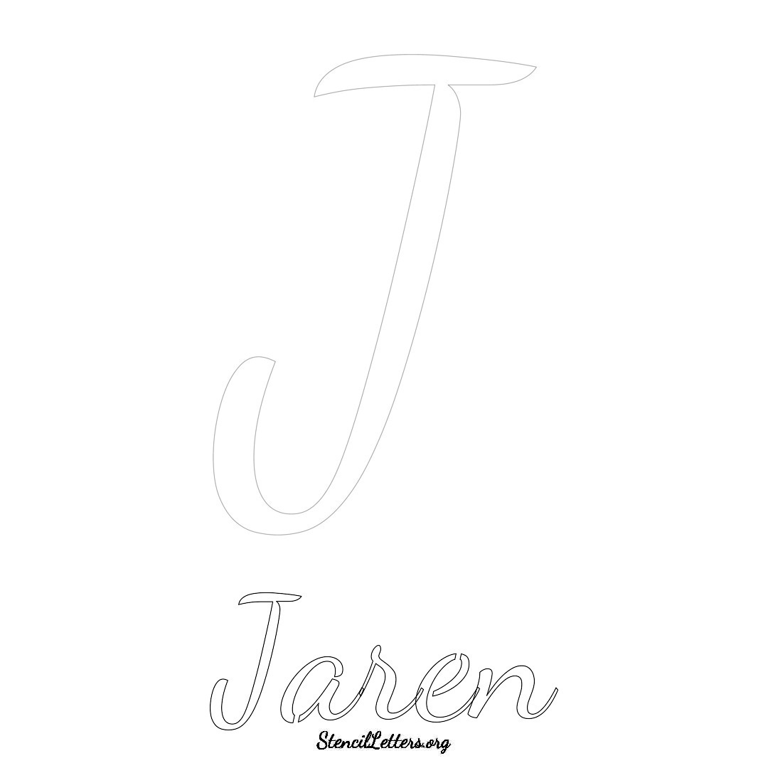 Jaren printable name initial stencil in Cursive Script Lettering