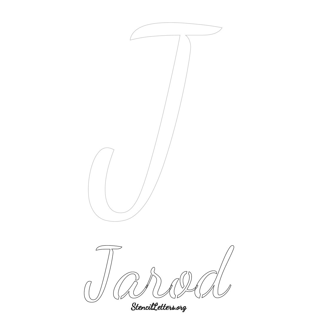Jarod printable name initial stencil in Cursive Script Lettering